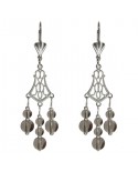 Boucles d'oreilles pendantes baroque perles gris et argenté