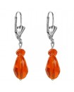 boucles d'oreilles gouttes orange - dormeuses argentés
