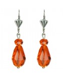 Boucles d'oreilles  grandes gouttes translucides à facettes - dormeuses argentées en inox