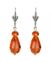 boucles d'oreilles gouttes orange - dormeuses argentés