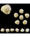 Lot de 6 épingles – Roses en satin IVOIRE