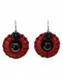 Satin rouge et pierres noires (Boucles d'oreilles)