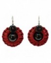 Satin rouge et pierres noires (Boucles d'oreilles)