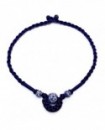 Collier macramé porcelaine et satin bleu 