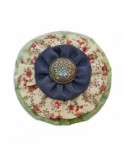 Rond Multicolore Coton Bleu,  Beige à Fleurs Rouge Et Vert  ( Pince à cheveux )