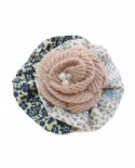 Ronde Coton Motifs Floral Bleu Beige Tricot Rose Pâle ( Barrette )