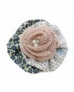 Ronde Coton Motifs Floral Bleu Beige Tricot Rose Pâle ( Barrette )