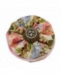 Chouchou rond à motifs floraux, tons Rose Vert Bleu.