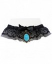 collier ras de cou gothique lolita dentelle noir strass bleu