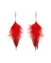 Boucles d'oreilles plume rouge