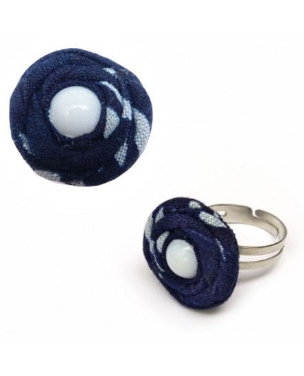 Fleur de tissu Bleu (Bague)