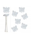 lot de 6 épingles Papillons dentelle satinée blanche